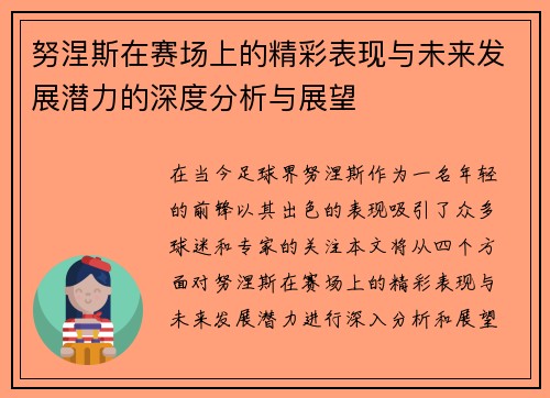 努涅斯在赛场上的精彩表现与未来发展潜力的深度分析与展望